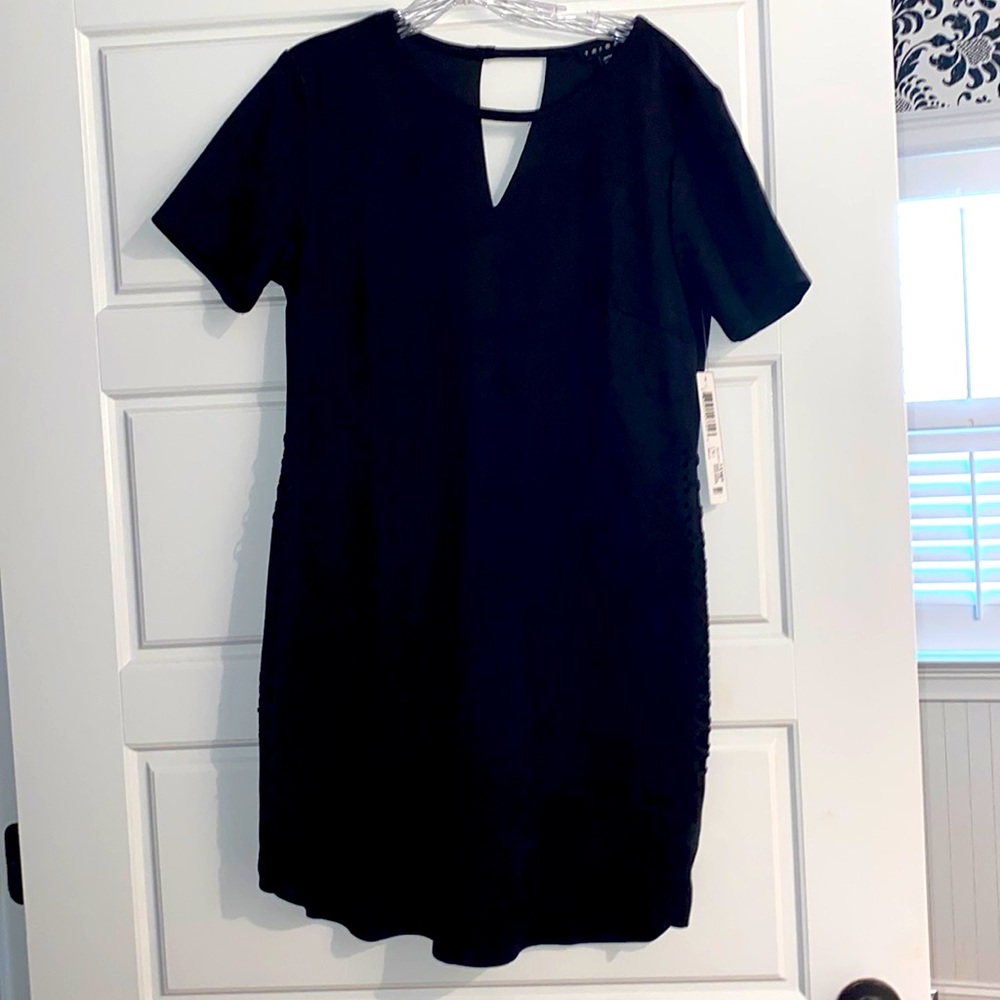 Tribal Black Suede Dress with lace detail